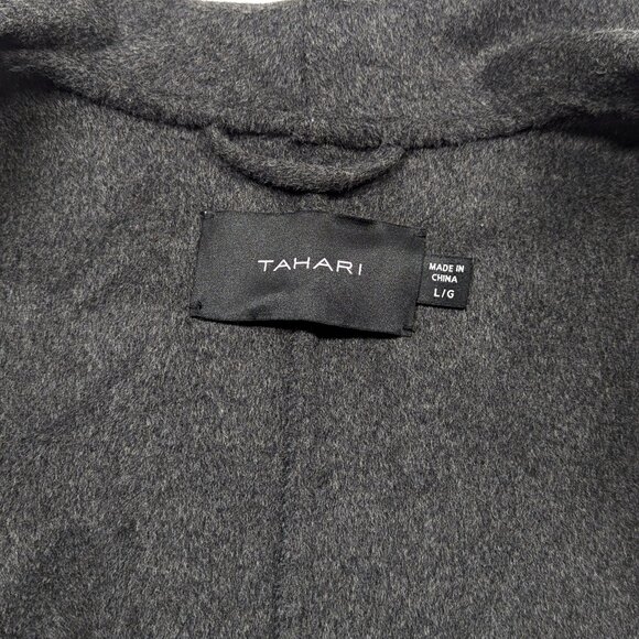 Tahari Women's Faux-Leather-Trim Removable Belted Wrap Coat Size L (MSRP $380) - Picture 4 of 6